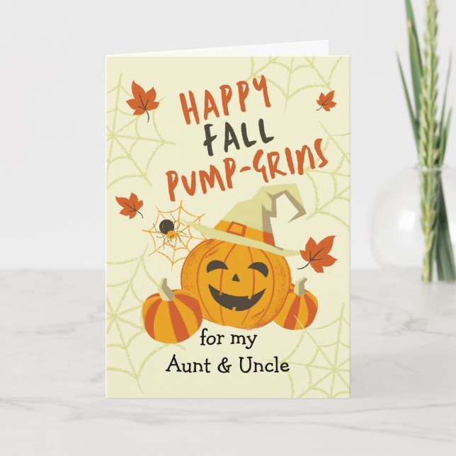 Halloween Grin for Aunt and Uncle Jack o' Lantern Card (Front)