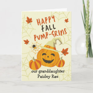 Halloween Grin for Granddaughter Cute Pumpkin Card