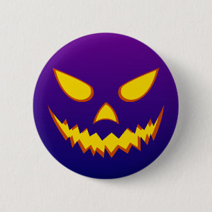 Halloween Grinning Face Jack o Lantern Pumpkin 6 Cm Round Badge