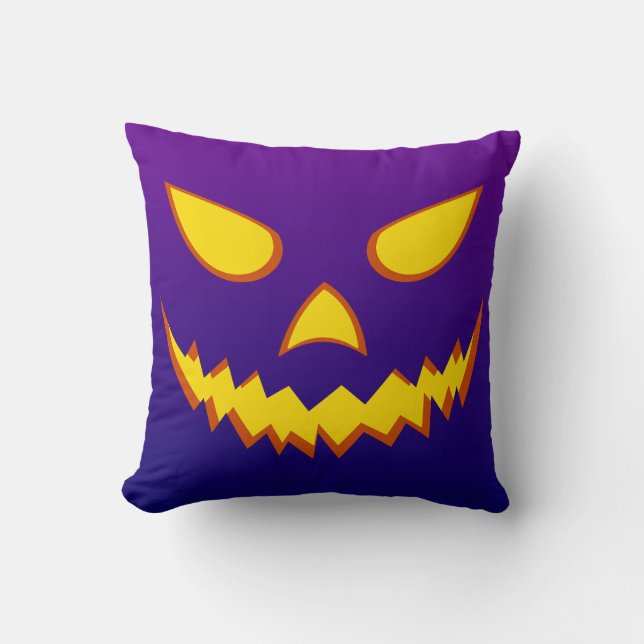 Halloween Grinning Face Jack o Lantern Pumpkin Cushion (Front)