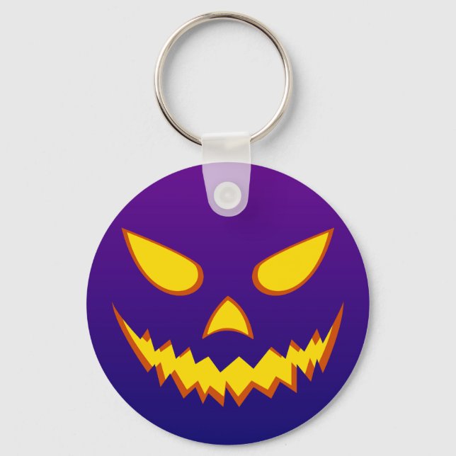 Halloween Grinning Face Jack o Lantern Pumpkin Key Ring (Front)