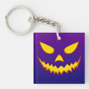 Halloween Grinning Face Jack o Lantern Pumpkin Key Ring