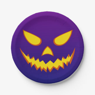Halloween Grinning Face Jack o Lantern Pumpkin Paper Plate