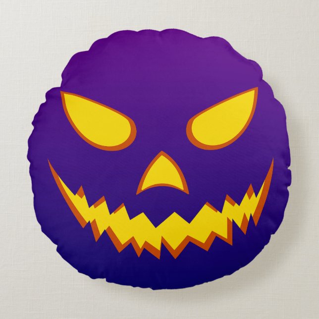 Halloween Grinning Face Jack o Lantern Pumpkin Round Cushion (Front)
