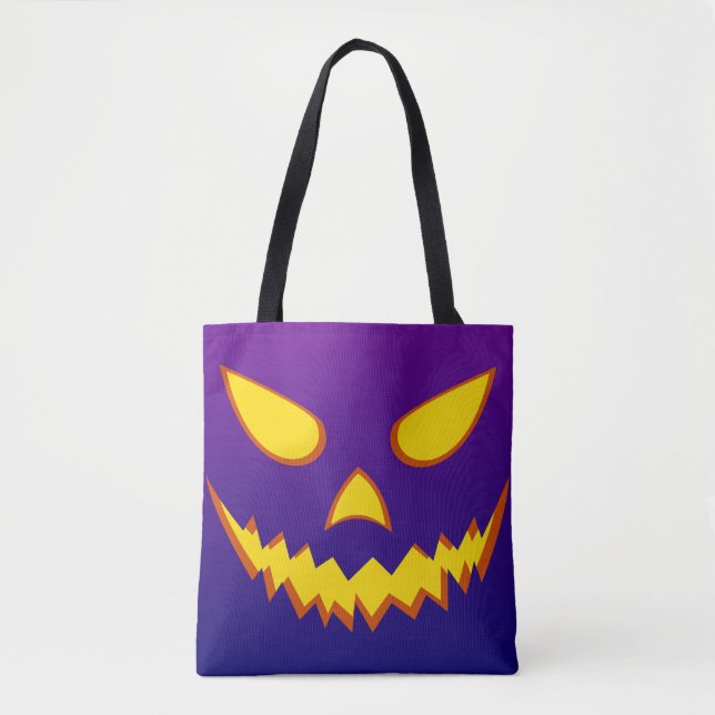 Halloween Grinning Face Jack o Lantern Pumpkin Tote Bag (Front)