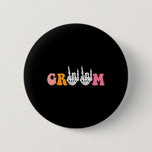Halloween Groom Bride Skeleton Hand Wedding Bachel 6 Cm Round Badge