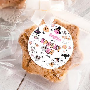 Halloween Groovy Ghost 1st Birthday Classic Round Sticker