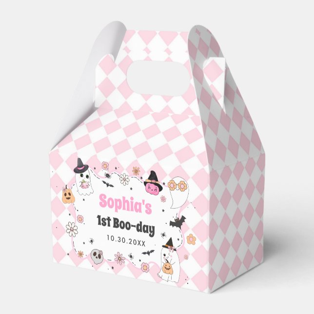 Halloween Groovy Ghost 1st Birthday Favour Box (Front Side)