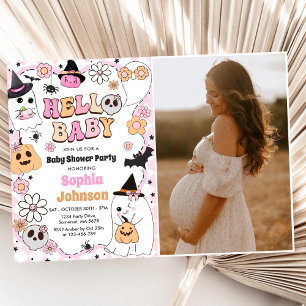 Halloween Groovy Ghost Baby Shower Invitation