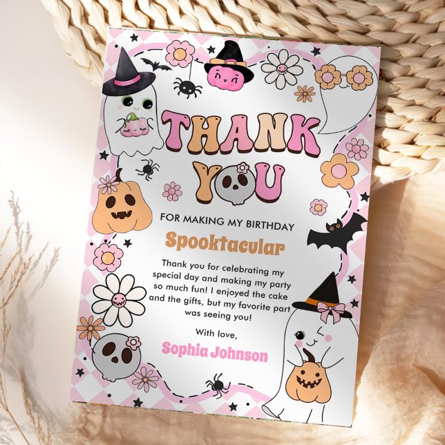  Halloween Groovy Ghost Birthday Thank You Card (Creator Uploaded)