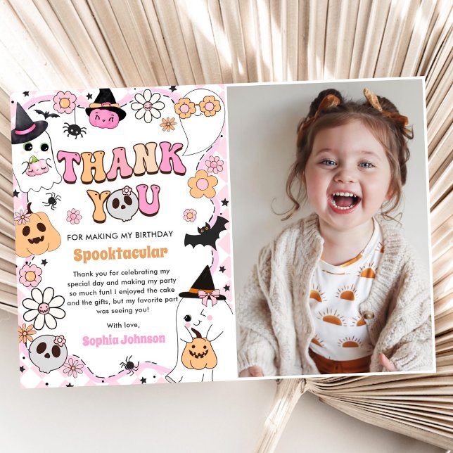  Halloween Groovy Ghost Birthday Thank You Card (Creator Uploaded)