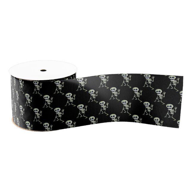 Halloween Grosgrain Ribbon-Skeleton Grosgrain Ribbon (Spool)