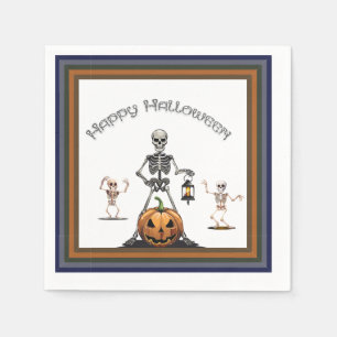Halloween Group Of Party Skeletons Napkin
