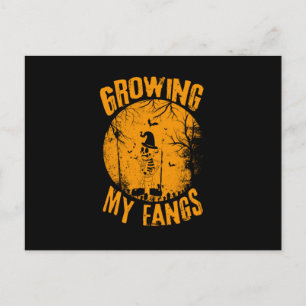 Halloween Growing My Fangs Birthday Postcard