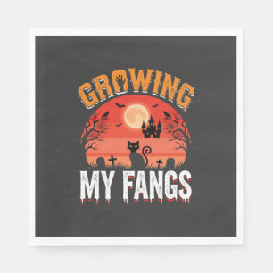 Halloween Growing My Fangs Haunted Cat Napkin