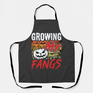 Halloween Growing My Fangs Vampire Pumpkin Apron