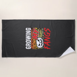 Halloween Growing My Fangs Vampire Pumpkin Beach Towel