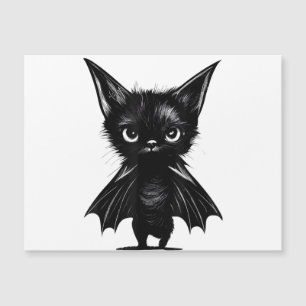 Halloween Grumpy Black Kitten In Bat Costume