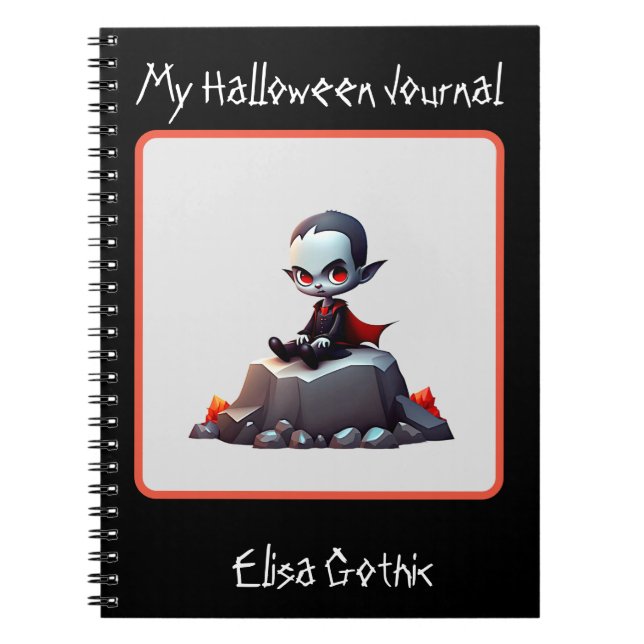 Halloween Grumpy vampire Spiral Notebook (Front)