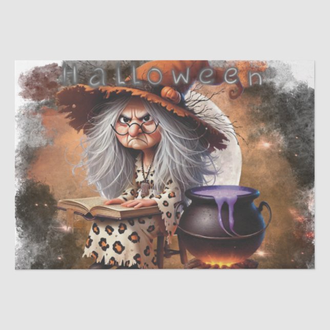 Halloween Grumpy Witch Tissue Paper (Front)