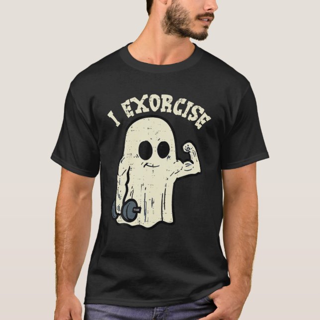 Halloween Gym Ghost I Exorcise Fun Workout Costume T-Shirt (Front)