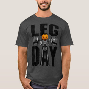 Halloween Gym Leg Day Skeleton Pumpkin Goth Fitnes T-Shirt