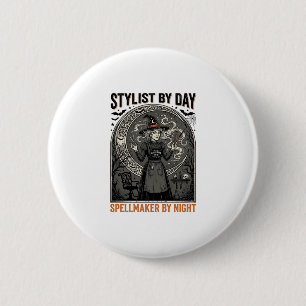 Halloween Hairstylist Witch Vintage Salon Magic De 6 Cm Round Badge
