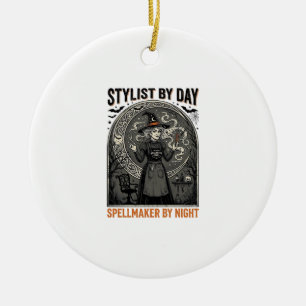 Halloween Hairstylist Witch Vintage Salon Magic De Ceramic Ornament