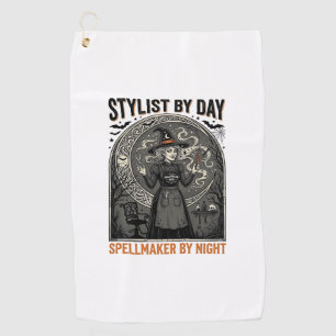 Halloween Hairstylist Witch Vintage Salon Magic De Golf Towel