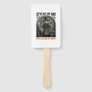Halloween Hairstylist Witch Vintage Salon Magic De Hand Fan