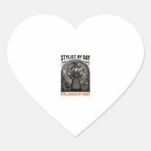 Halloween Hairstylist Witch Vintage Salon Magic De Heart Sticker