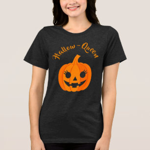 Halloween Hallow-Queen Jack-O-Lantern Custom Tri-Blend Shirt