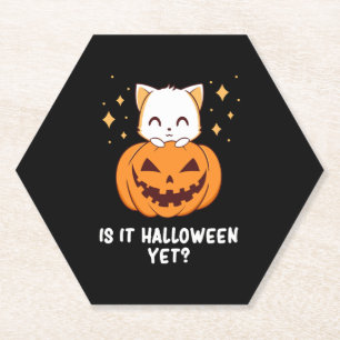 Halloween - Halloween Cat - Cute Halloween Paper Coaster