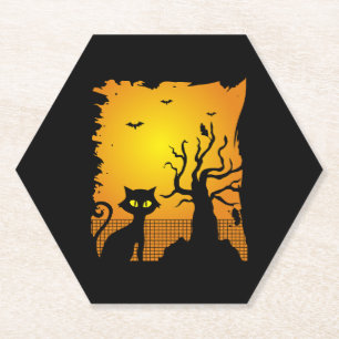 Halloween Halloween, Cat Happy Halloween Paper Coaster