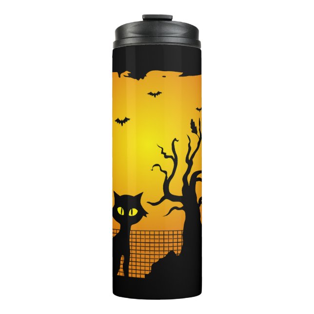 Halloween Halloween, Cat Happy Halloween Thermal Tumbler (Front)