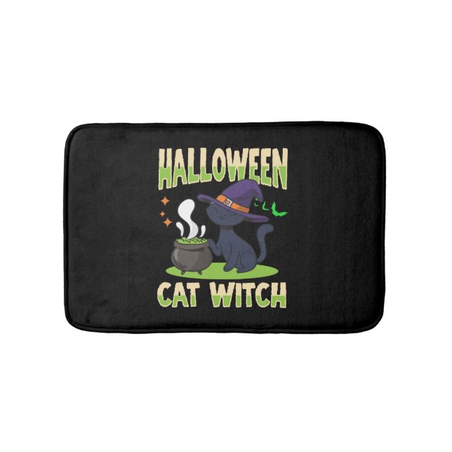 Halloween Halloween Cat Witch Bath Mat (Front)