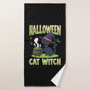 Halloween Halloween Cat Witch Bath Towel