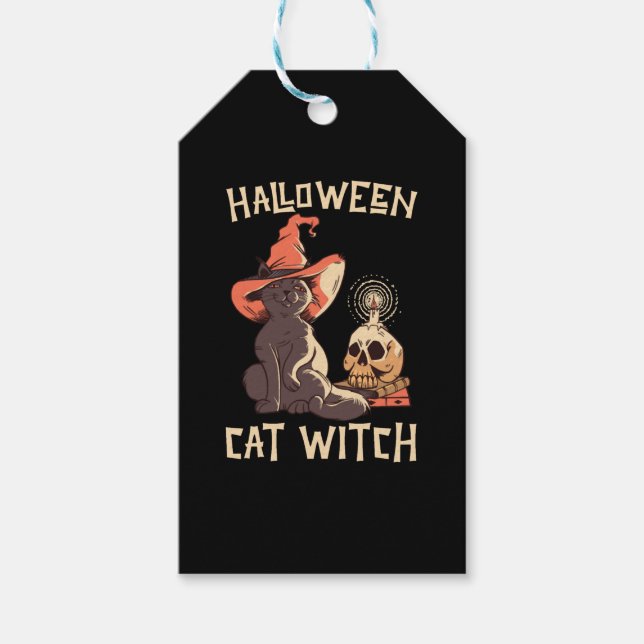 Halloween Halloween Cat Witch Gift Tags (Front)