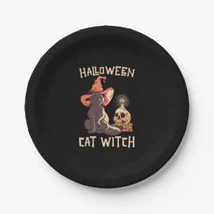Halloween Halloween Cat Witch Paper Plate