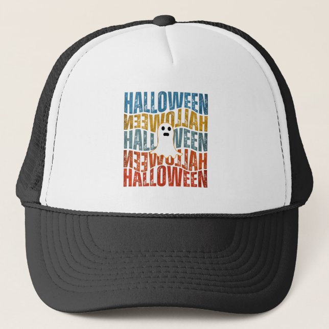 HALLOWEEN HALLOWEEN GHOST  TRUCKER HAT (Front)