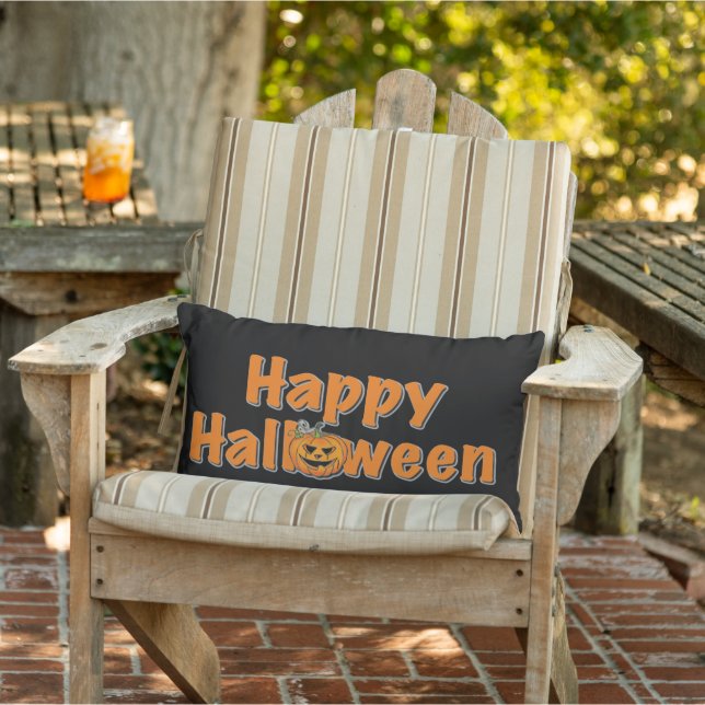 Halloween Halloween | spooky jack-o-lantern Lumbar Cushion (Chair)