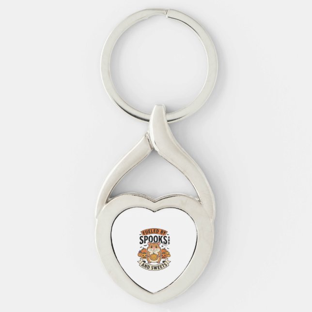 Halloween Hamster Fuelled By Spooks Funny Cute_1 Key Ring (Front)