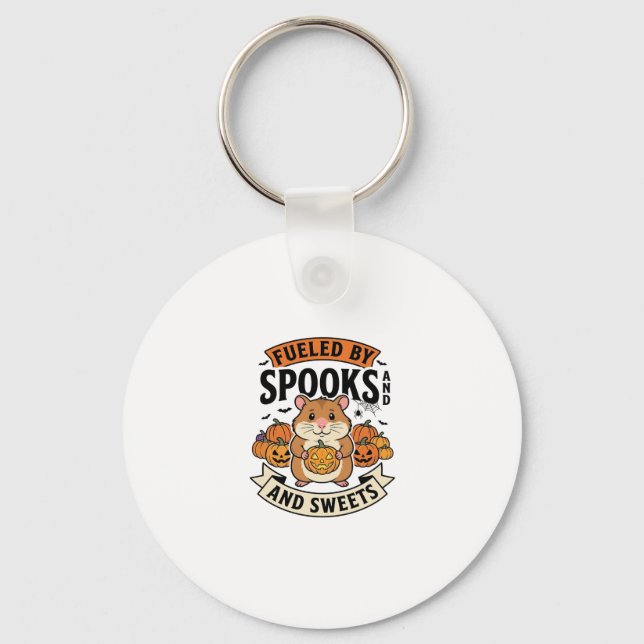 Halloween Hamster Fuelled By Spooks Funny Cute_1 Key Ring (Front)