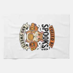 Halloween Hamster Fuelled By Spooks Funny Cute_1 Tea Towel