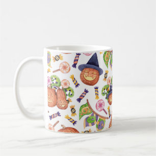 Halloween Hand-Drawn: Bright Watercolor Pattern Coffee Mug
