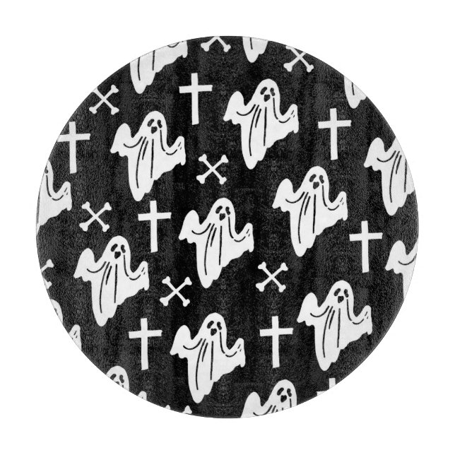 Halloween Hand Drawn Pattern Background Cutting Board (Front)