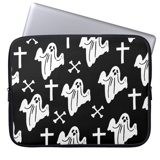 Halloween Hand Drawn Pattern Background Laptop Sleeve (Front)