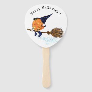 Halloween Hand Fan Witch Pumpkin Flying Broom