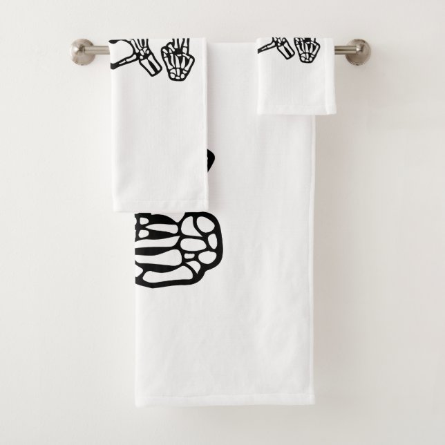 Halloween Hand Sign Language I Heart Peace Bath Towel Set (Insitu)