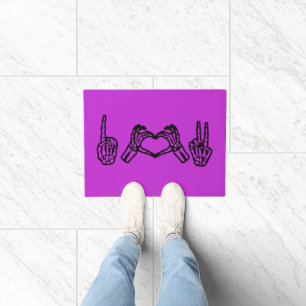Halloween Hand Sign Language I Heart Peace Doormat